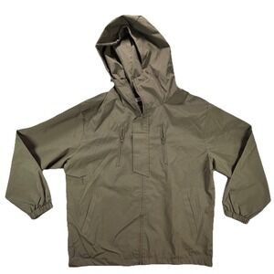 Studios Unisex Waterproof Rain Jacket Lightweight Hooded Taupe Zip Up Sz 2XL